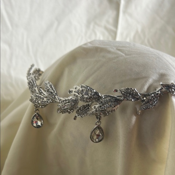 Silver Leaf and Crystal Headband